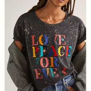 Anthropologie Pilcro Love Peace Forever Graphic Tee
